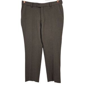 D.S. Dundee Mens 36 Herringbone 100% Wool Dress Pants Trousers